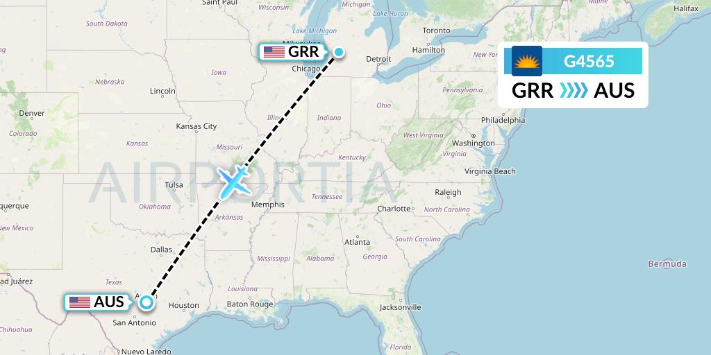 G4565 Allegiant Air Flight Map: Grand Rapids to Austin