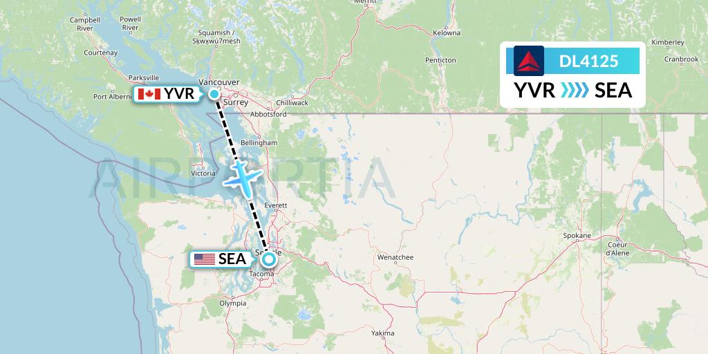 DL4125 Delta Air Lines Flight Map: Vancouver to Seattle
