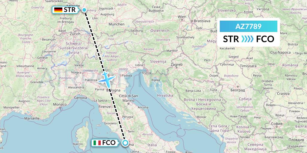 AZ7789 ITA Airways Flight Map: Stuttgart to Rome