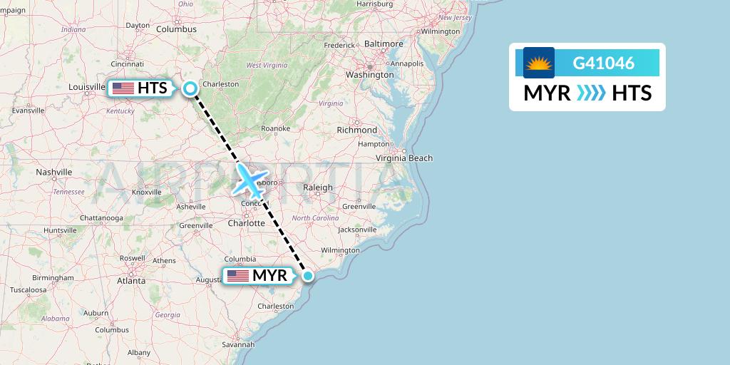 G41046 Allegiant Air Flight Map: Myrtle Beach to Huntington