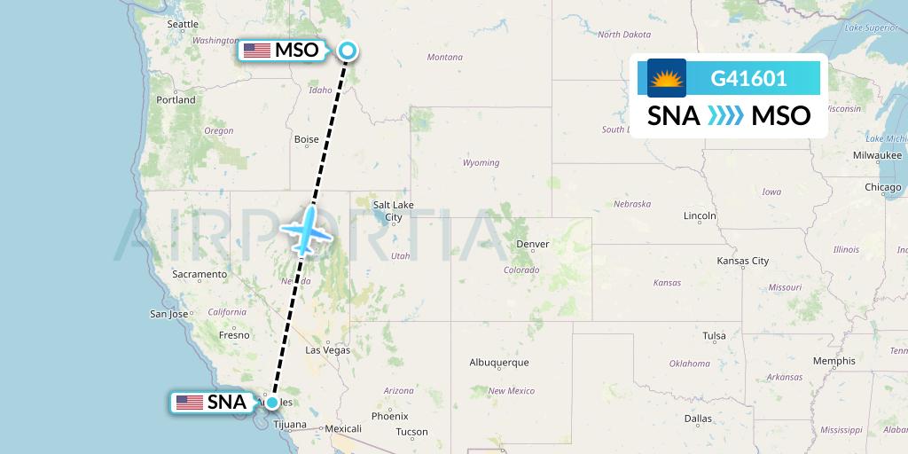 G41601 Allegiant Air Flight Map: Orange County to Missoula
