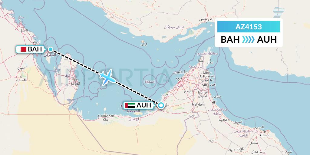 AZ4153 ITA Airways Flight Map: Bahrain to Abu Dhabi
