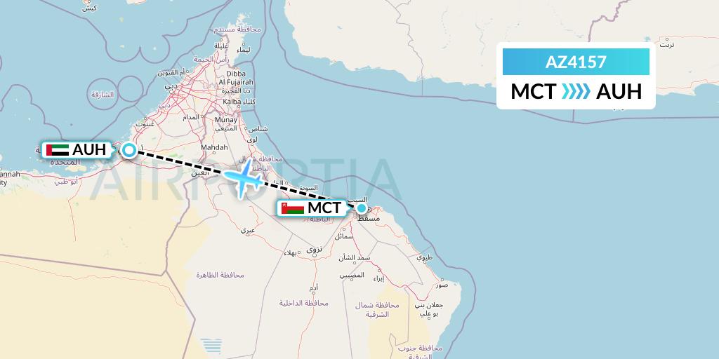 AZ4157 ITA Airways Flight Map: Muscat to Abu Dhabi