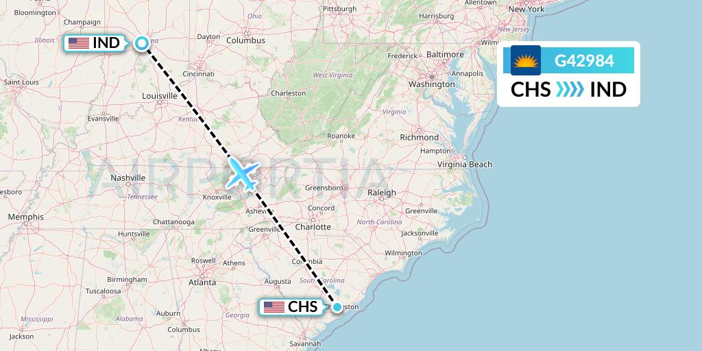 G42984 Allegiant Air Flight Map: Charleston to Indianapolis