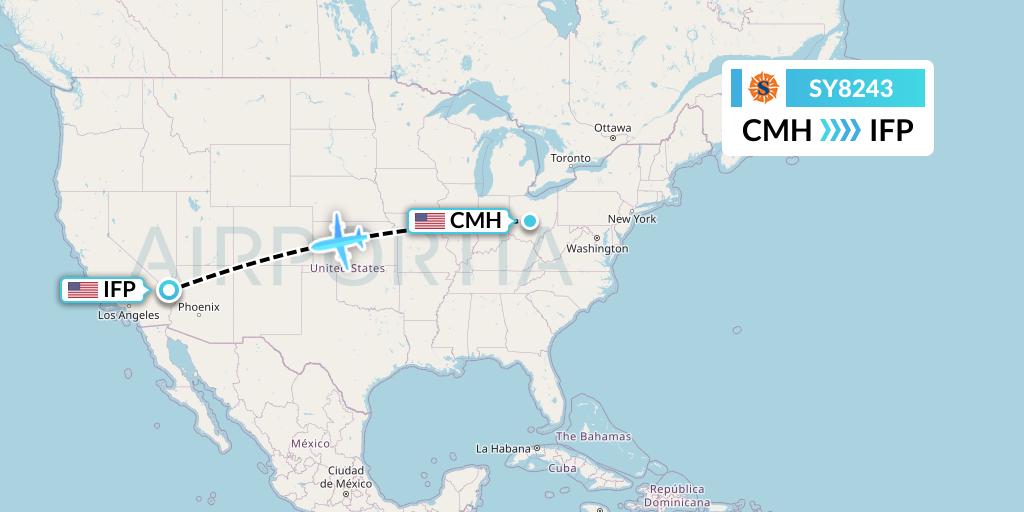 SY8243 Sun Country Airlines Flight Map: Columbus to Bullhead City