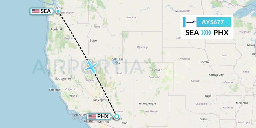 AY5677 Finnair Flight Map: Seattle to Phoenix