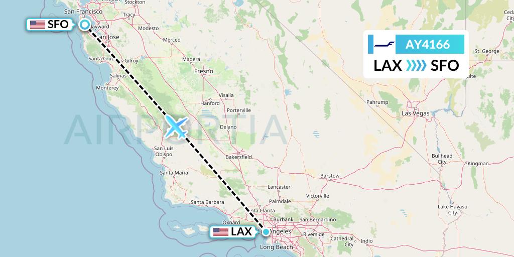AY4166 Finnair Flight Map: Los Angeles to San Francisco