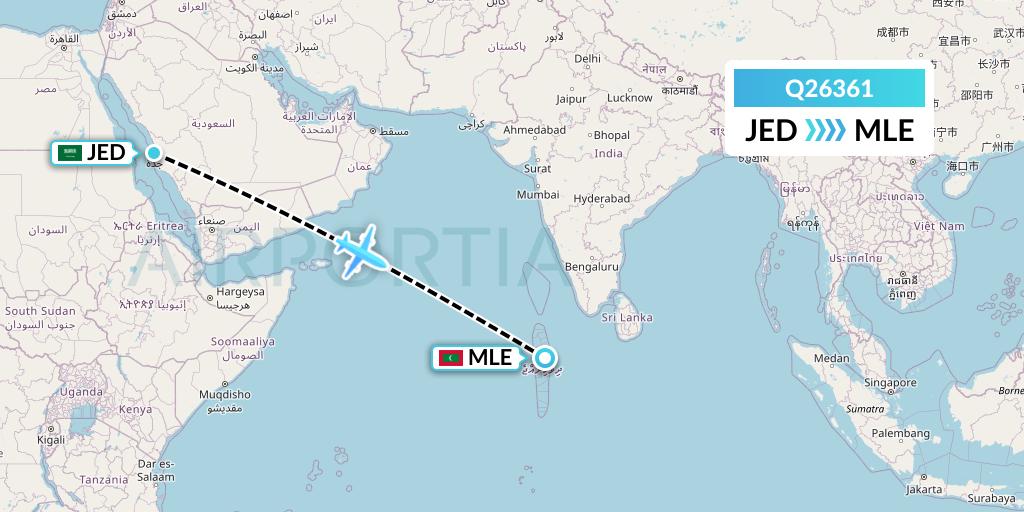 Q26361 Maldivian Flight Map: Jeddah to Male