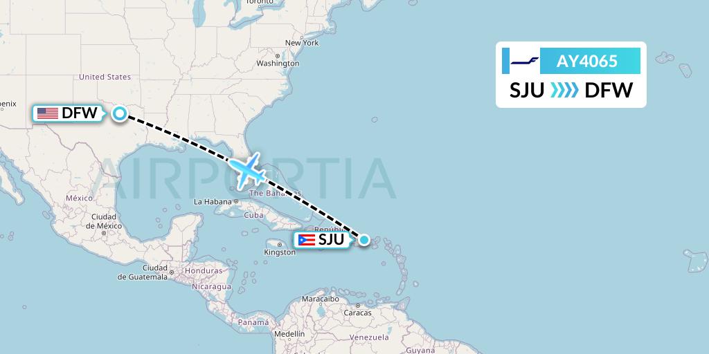 AY4065 Finnair Flight Map: San Juan to Dallas