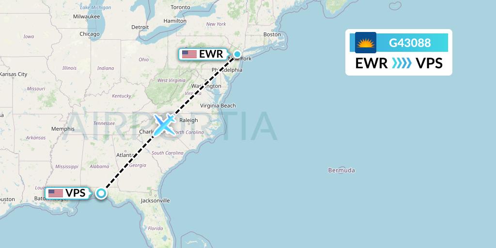 G43088 Allegiant Air Flight Map: New York to Valparaiso