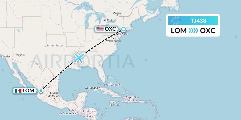 TJ438 Tradewind Aviation Flight Map: Lagos De Moreno to Oxford