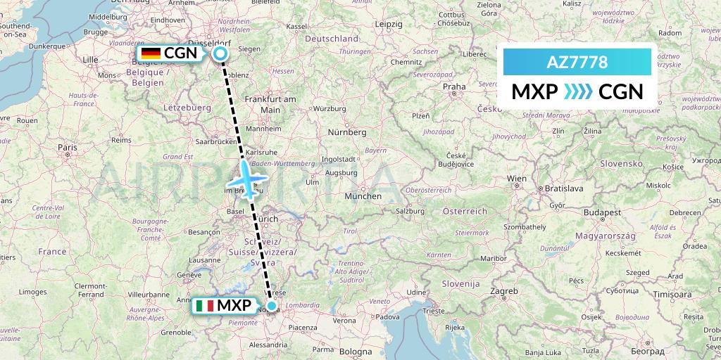 AZ7778 ITA Airways Flight Map: Milan to Cologne