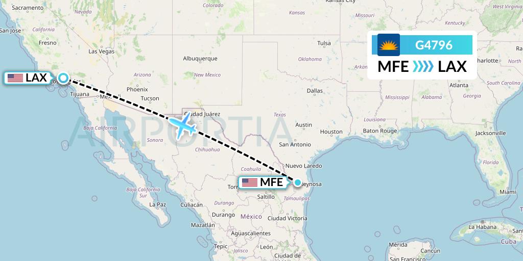 G4796 Allegiant Air Flight Map: McAllen to Los Angeles