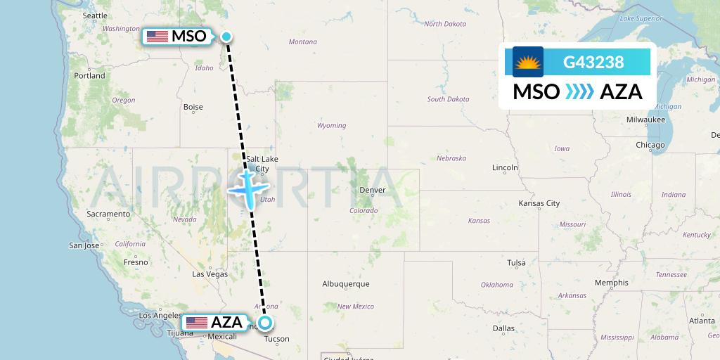 G43238 Allegiant Air Flight Map: Missoula to Phoenix