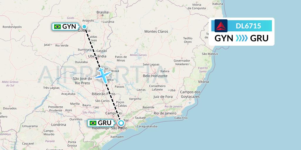 DL6715 Delta Air Lines Flight Map: Goiania to Sao Paulo