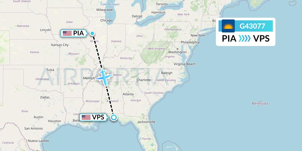 G43077 Allegiant Air Flight Map: Peoria to Valparaiso