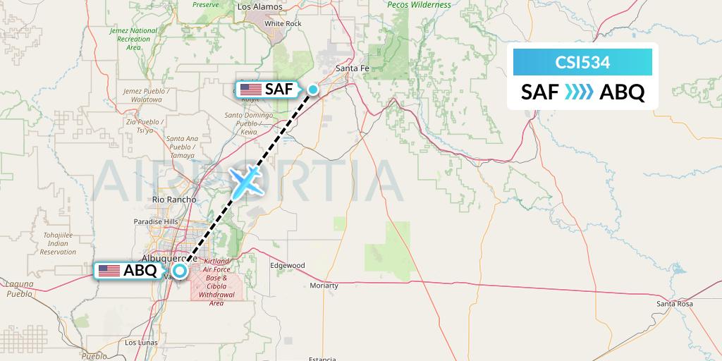 CSI534 Csi Aviation Flight Map: Santa Fe to Albuquerque
