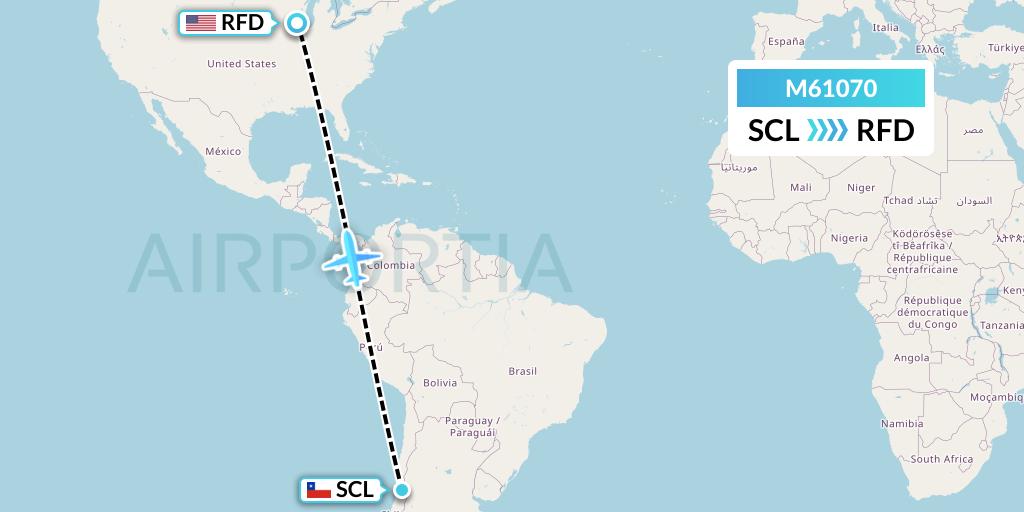 M61070 Amerijet International Flight Map: Santiago to Chicago