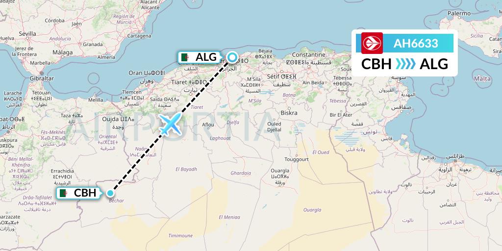 AH6633 Air Algerie Flight Map: Bechar to Algiers