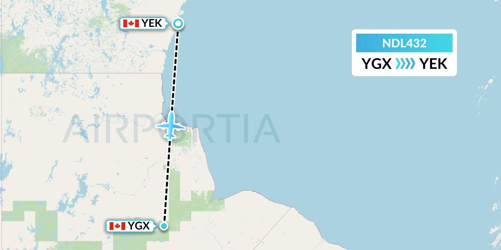 NDL432 Chrono Aviation Flight Map: Gillam to Arviat