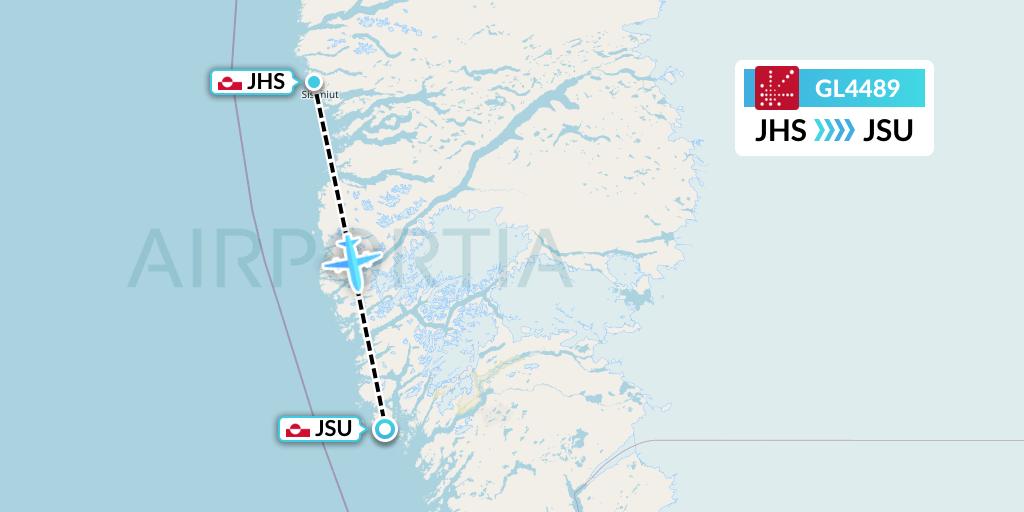 GL4489 Air Greenland Flight Map: Sisimiut to Maniitsoq
