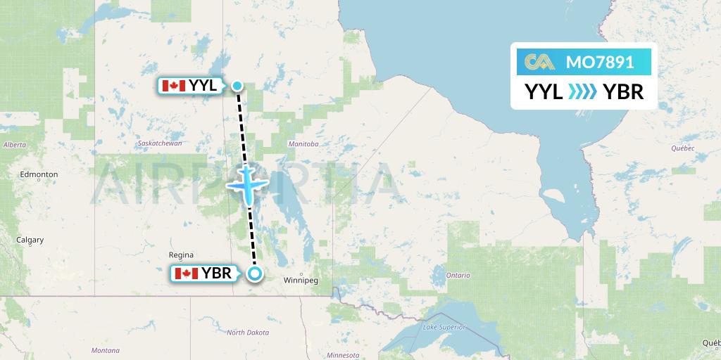 MO7891 Calm Air Flight Map: Lynn Lake to Brandon