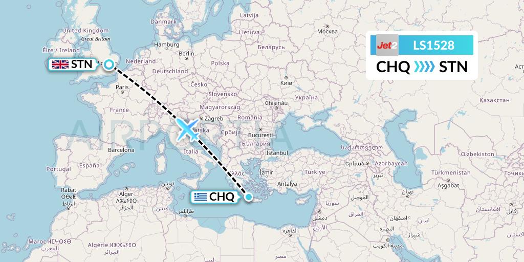 LS1528 Jet2 Flight Map: Chania to London