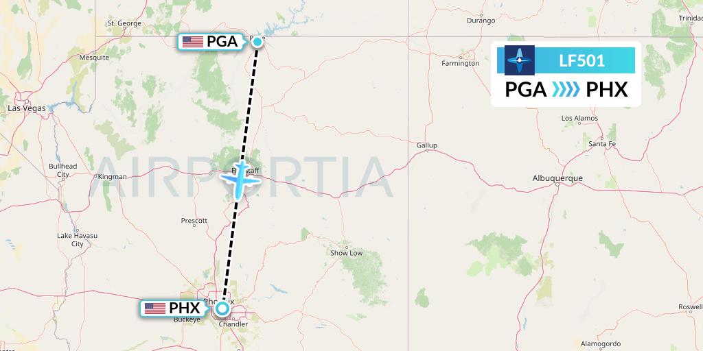 LF501 Corporate Flight Management Flight Map: Page to Phoenix