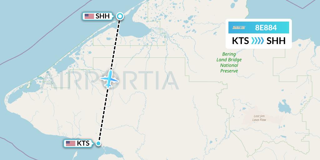 8E884 Bering Air Flight Map: Brevig Mission to Shishmaref