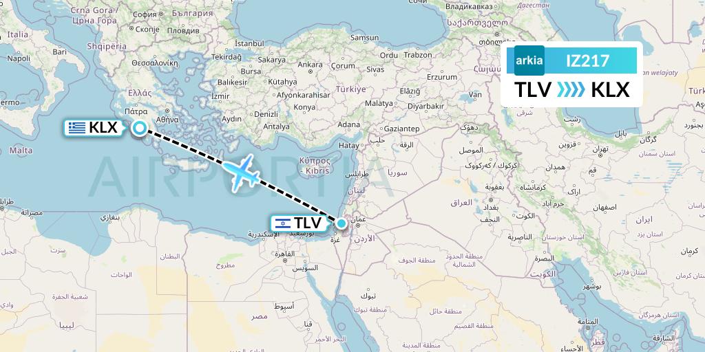 IZ217 Arkia Israeli Airlines Flight Map: Tel Aviv to Kalamata