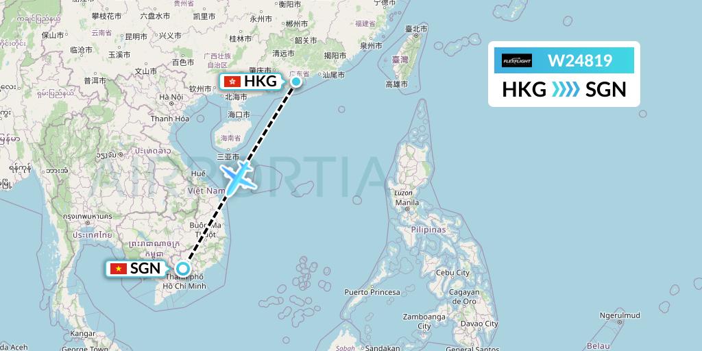 W24819 Flex Flight Flight Map: Hong Kong to Ho Chi Minh City