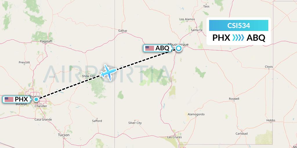 CSI534 Csi Aviation Flight Map: Phoenix to Albuquerque