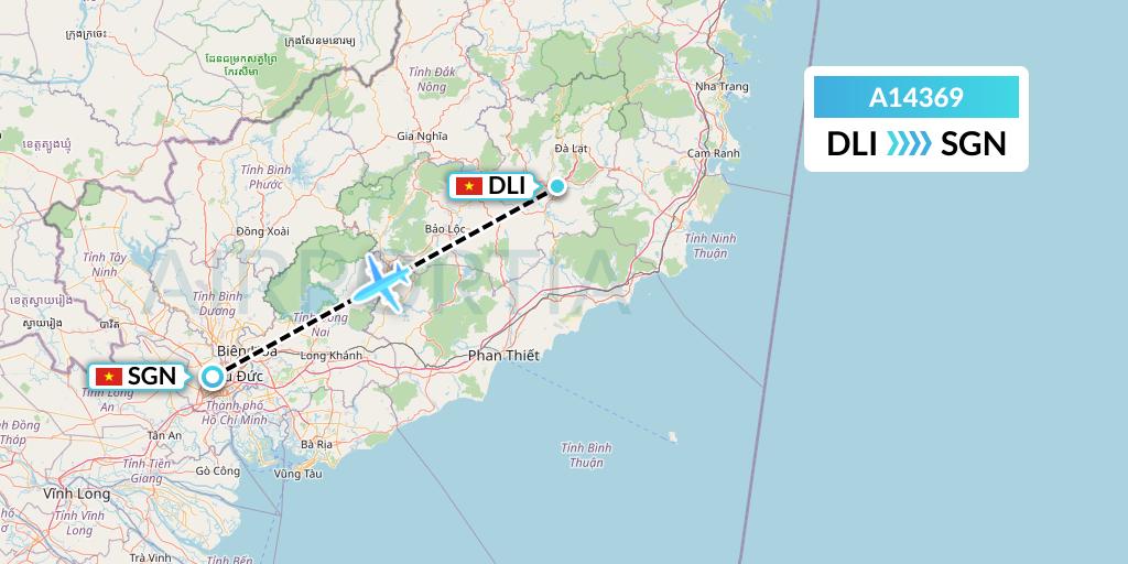 A14369 A.p.g. Distribution Systems Flight Map: Da Lat to Ho Chi Minh City