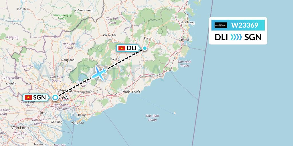 W23369 Flex Flight Flight Map: Da Lat to Ho Chi Minh City