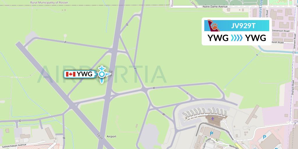 JV929T Bearskin Airlines Flight Map: Winnipeg to Winnipeg