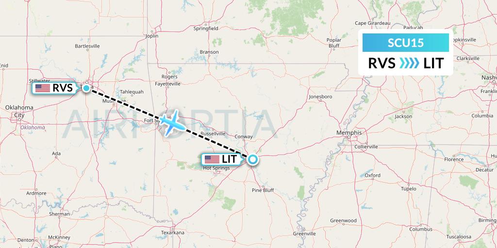 SCU15 Air Scorpio Flight Map: Tulsa to Little Rock