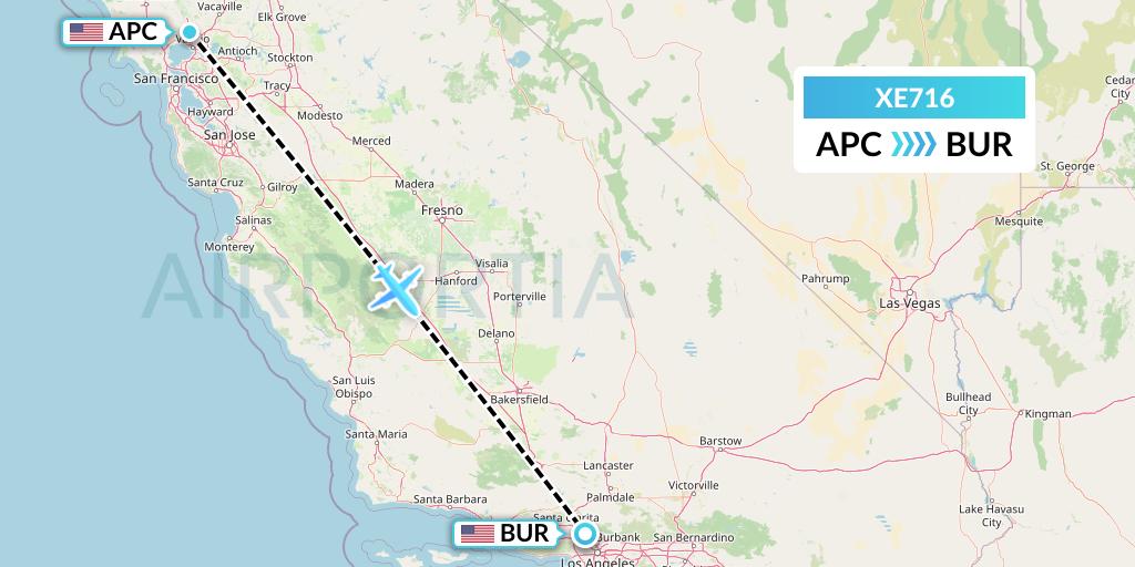 XE716 Jsx Flight Map: Napa to Burbank