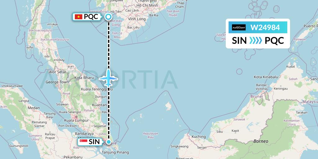 W24984 Flex Flight Flight Map: Singapore to Phu Quoc