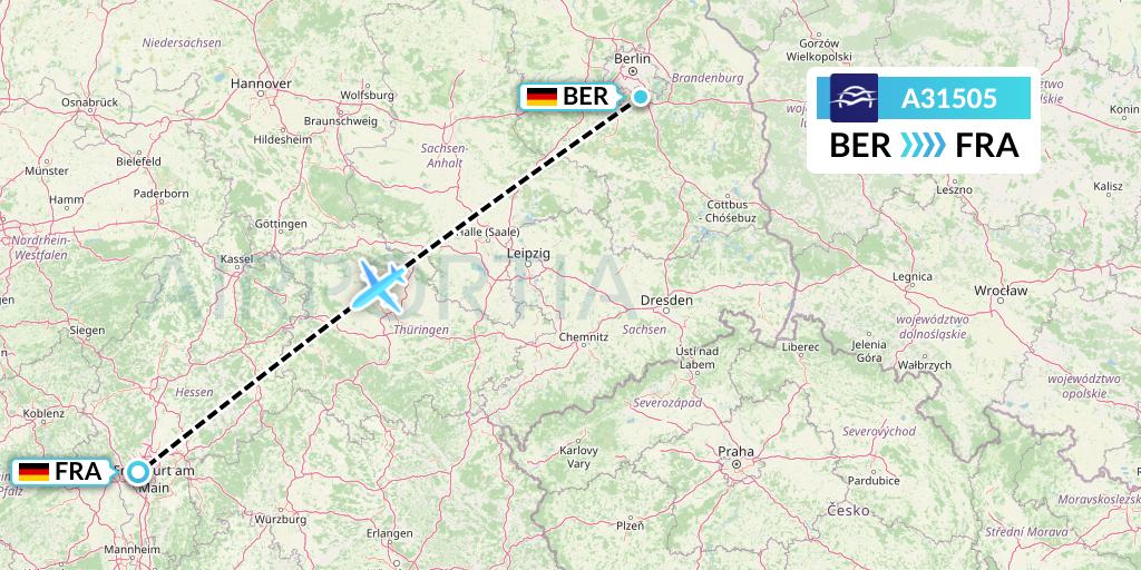 A31505 Aegean Airlines Flight Map: Berlin to Frankfurt