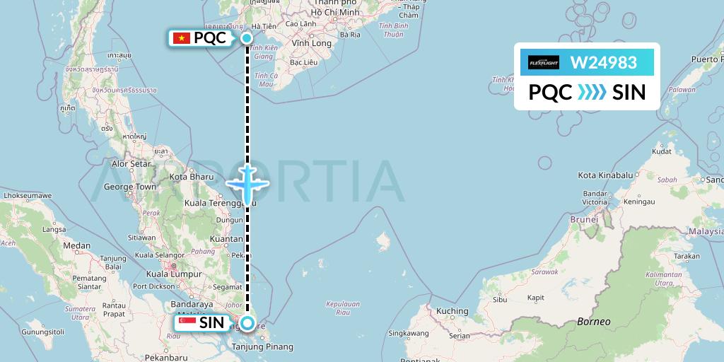 W24983 Flex Flight Flight Map: Phu Quoc to Singapore