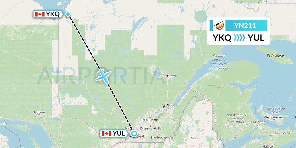 YN211 Air Creebec Flight Map: Waskaganish to Montreal