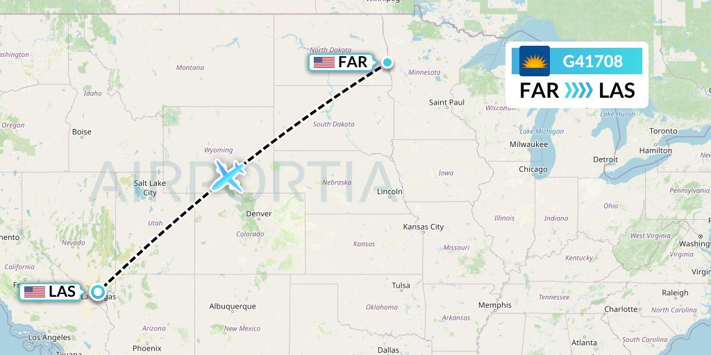 G41708 Allegiant Air Flight Map: Fargo to Las Vegas