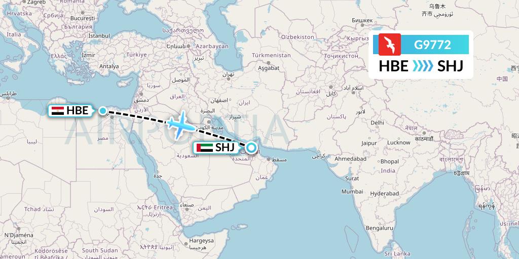 G9772 Air Arabia Flight Map: Alexandria to Sharjah