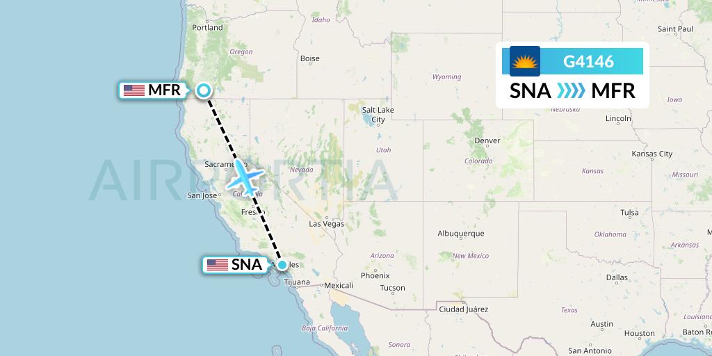 G4146 Allegiant Air Flight Map: Orange County to Medford