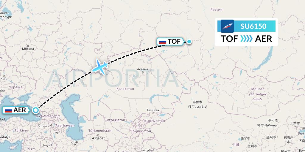 SU6150 Aeroflot Flight Map: Tomsk to Sochi