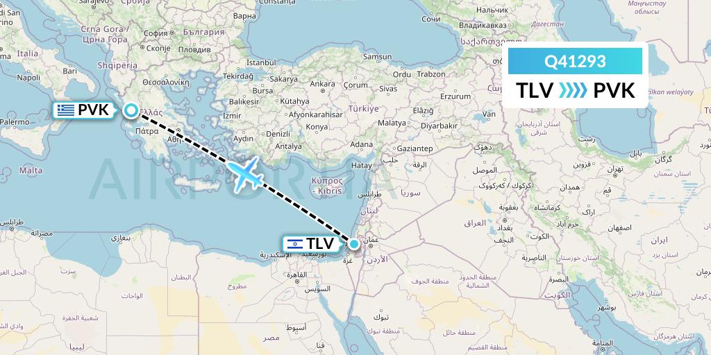 Q41293 Euroairlines Flight Map: Tel Aviv to Preveza