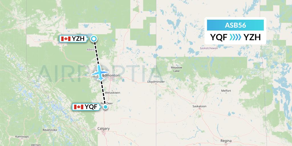 ASB56 Air Spray Flight Map: Red Deer to Slave Lake