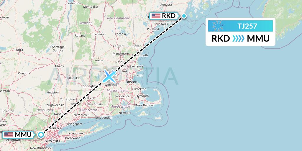 TJ257 Tradewind Aviation Flight Map: Rockland to Morristown