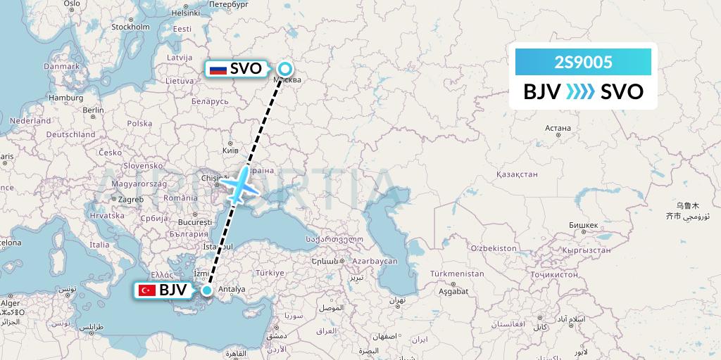 2S9005 Star Equatorial AL Flight Map: Bodrum to Moscow