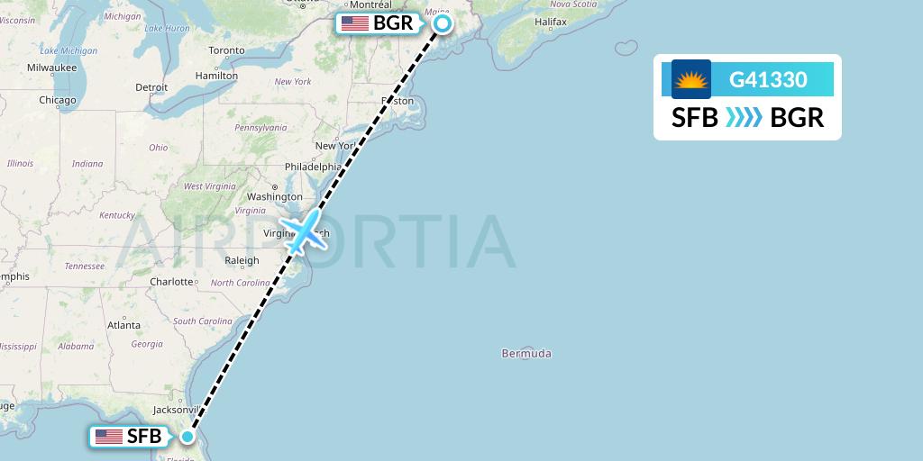 G41330 Allegiant Air Flight Map: Orlando to Bangor
